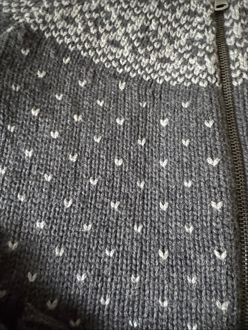 Talbots Charcoal and White Zip-Front Fair Isle Cardigan - Picture 6 of 7